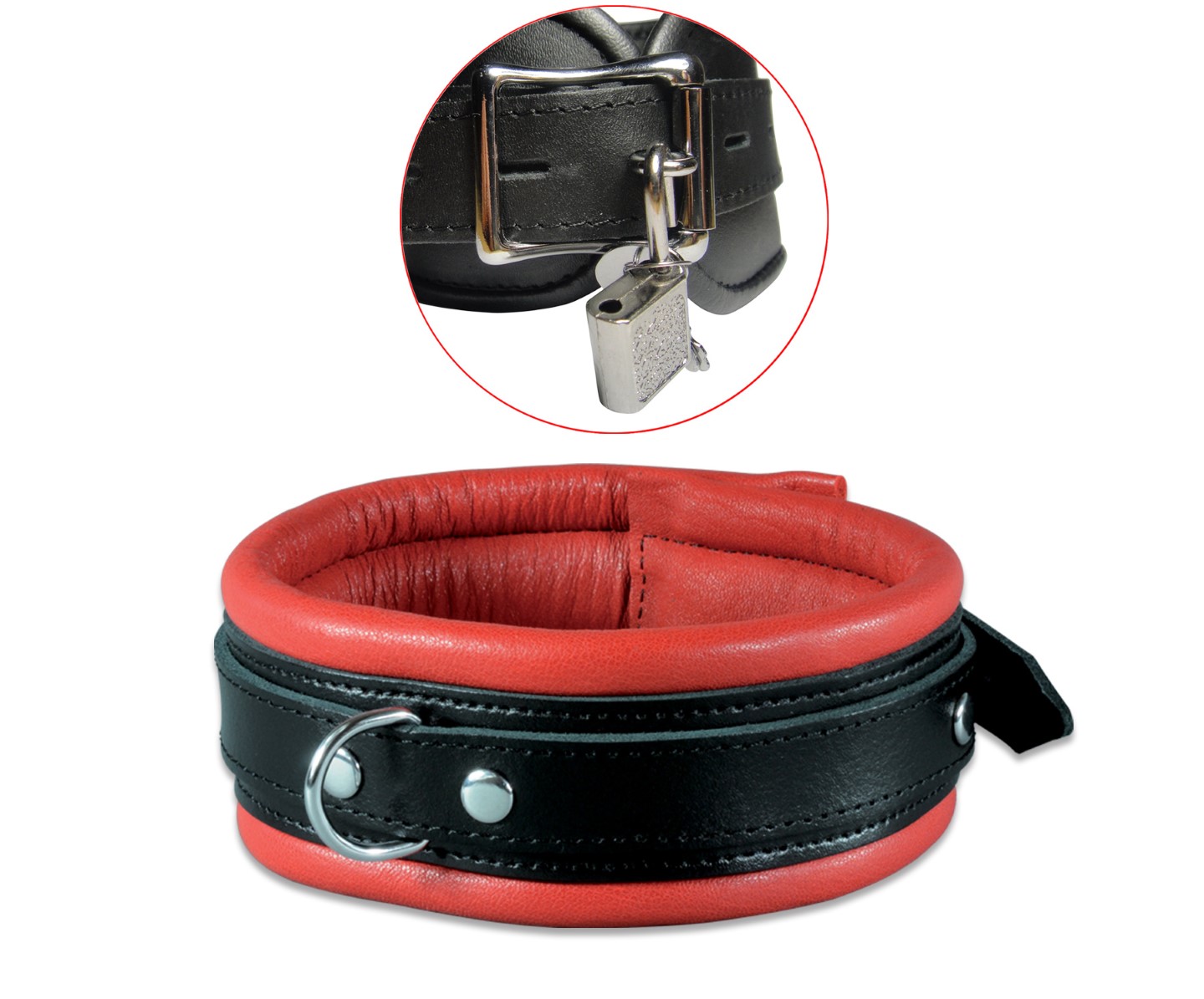 High Quality - Leder Halsfessel Rot abschließbar