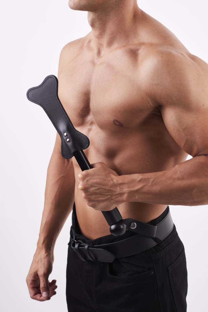 Leder Knochen Paddel Schwarz